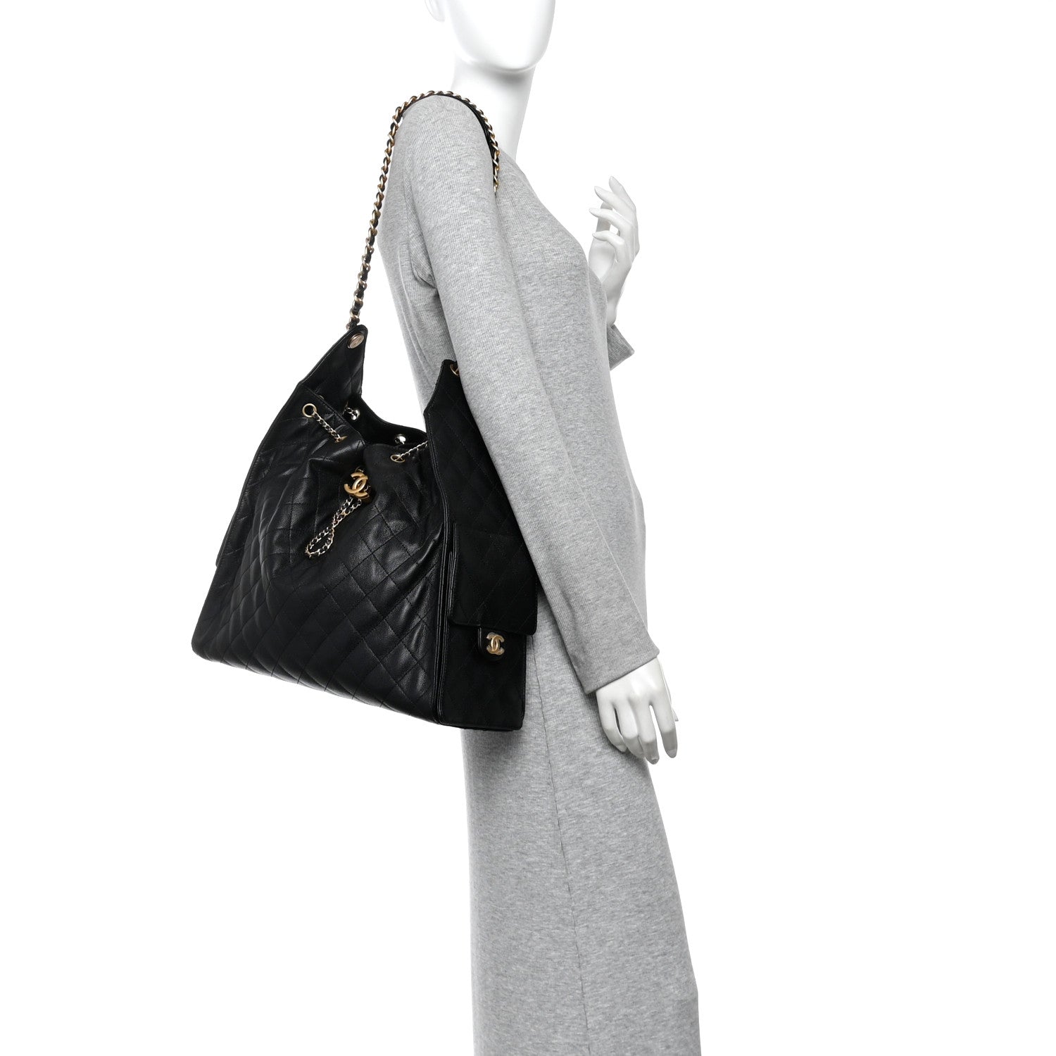 Caviar Quilted Large Chanel 25 Handbag Black
