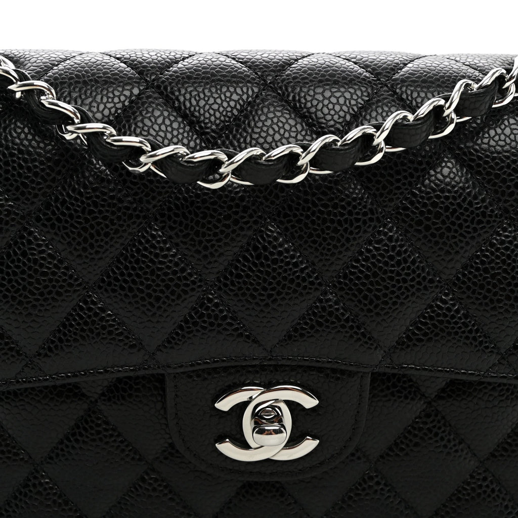 Caviar Quilted Small Double Flap Black