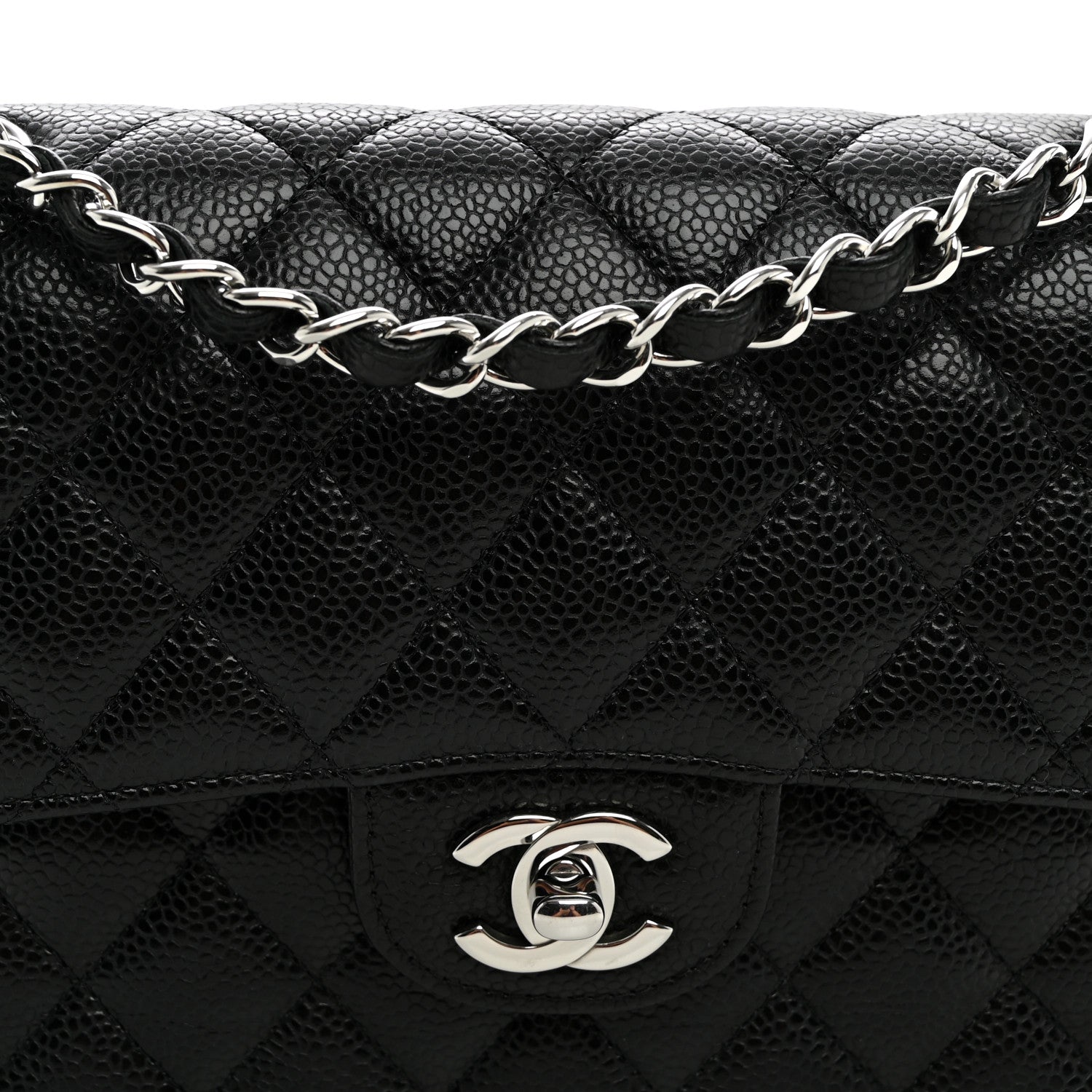 Caviar Quilted Small Double Flap Black