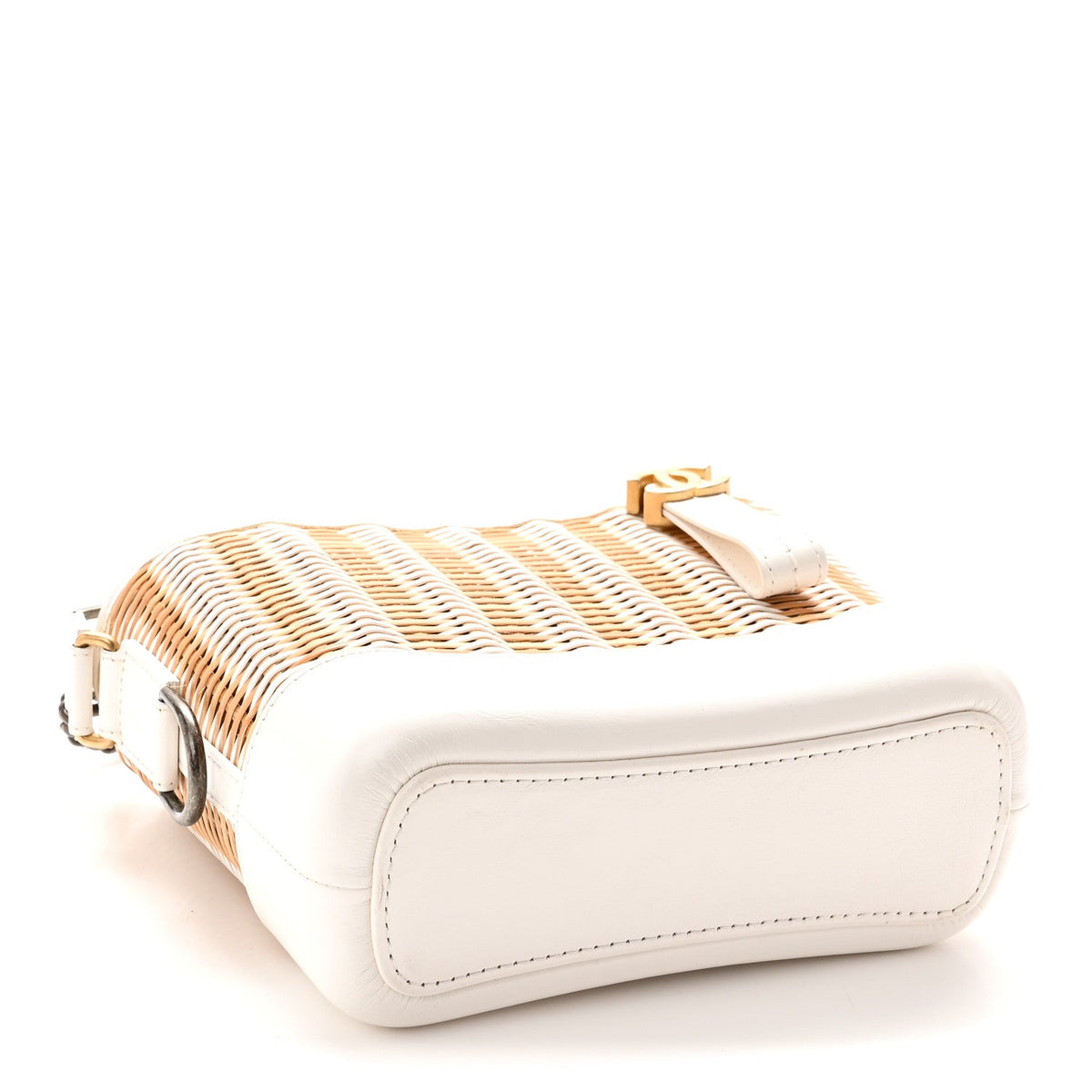 Rattan Calfskin Small Gabrielle Hobo Beige Ivory