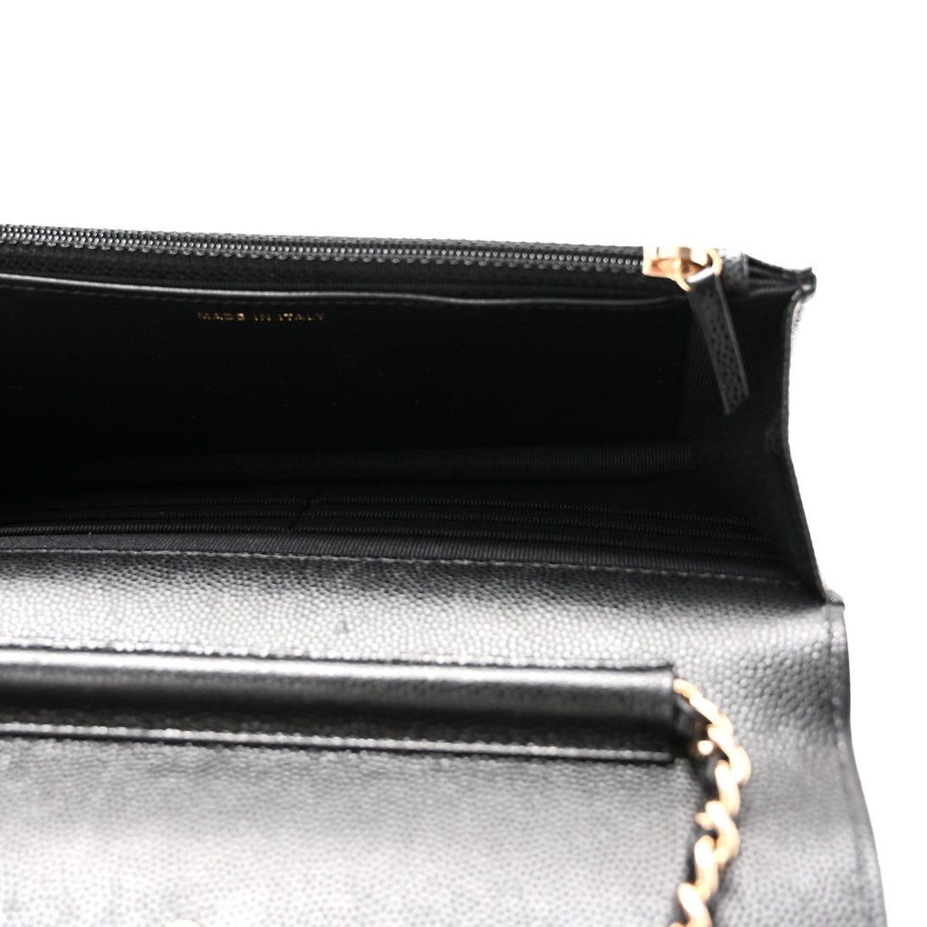 Caviar Quilted Wallet With Charms On Chain WOC Black