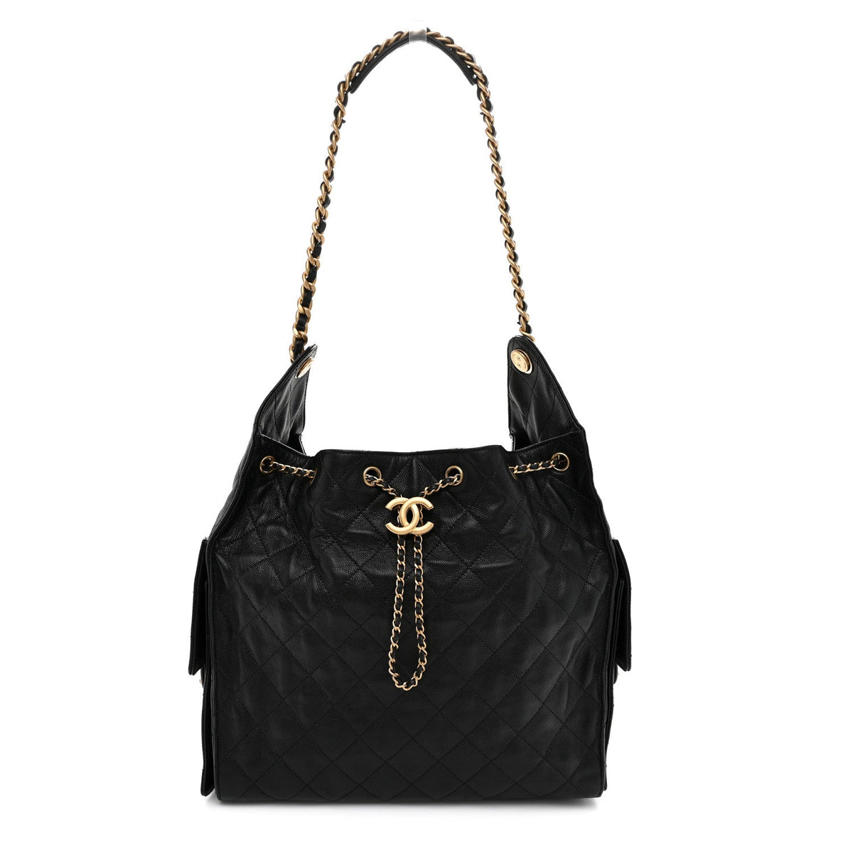 Caviar Quilted Medium Chanel 25 Handbag Black
