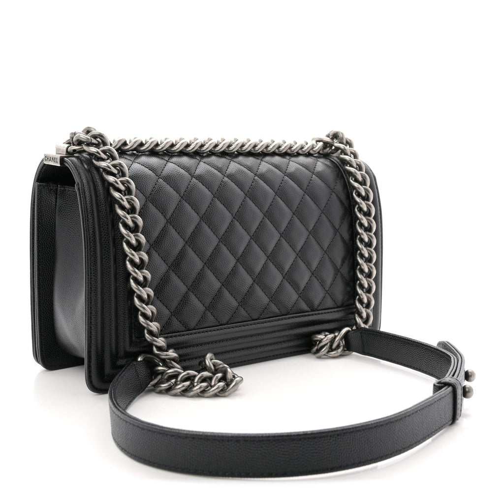 Caviar Quilted Medium Boy Flap Black
