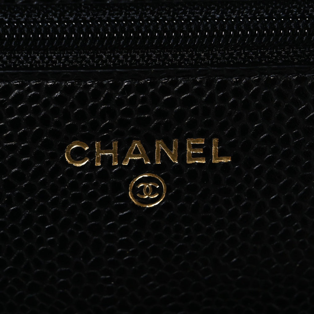 Caviar Quilted Wallet on Chain WOC Black