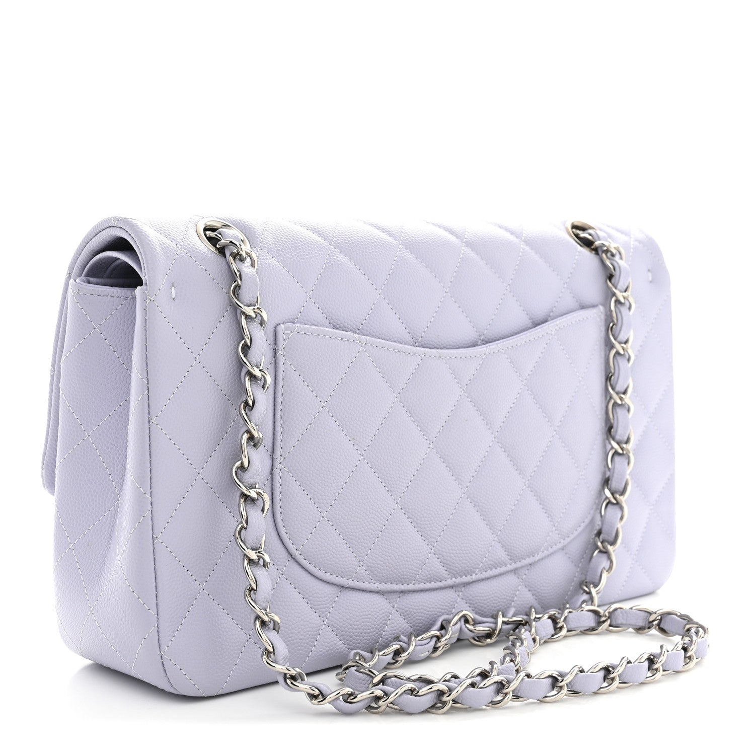 Caviar Quilted Medium Double Flap Light Purple