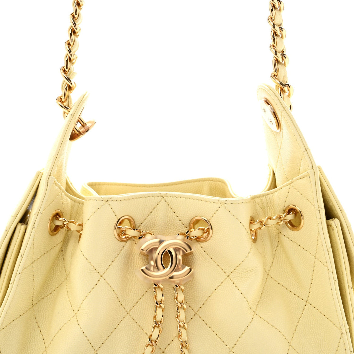 Caviar Quilted Mini Chanel 25 Handbag Light Yellow