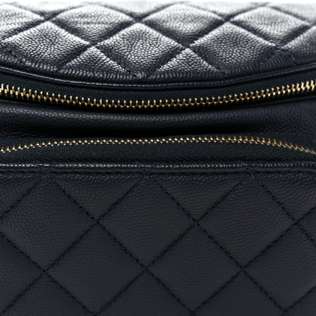Caviar Quilted Business Affinity Waist Belt Bag Navy