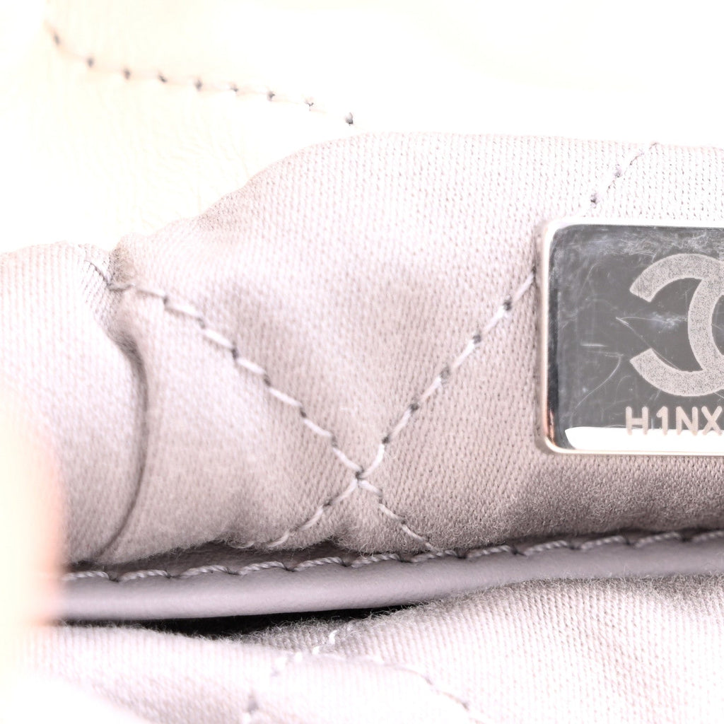 Metallic Shaded Calfskin Quilted Mini Chanel 22 White Silver