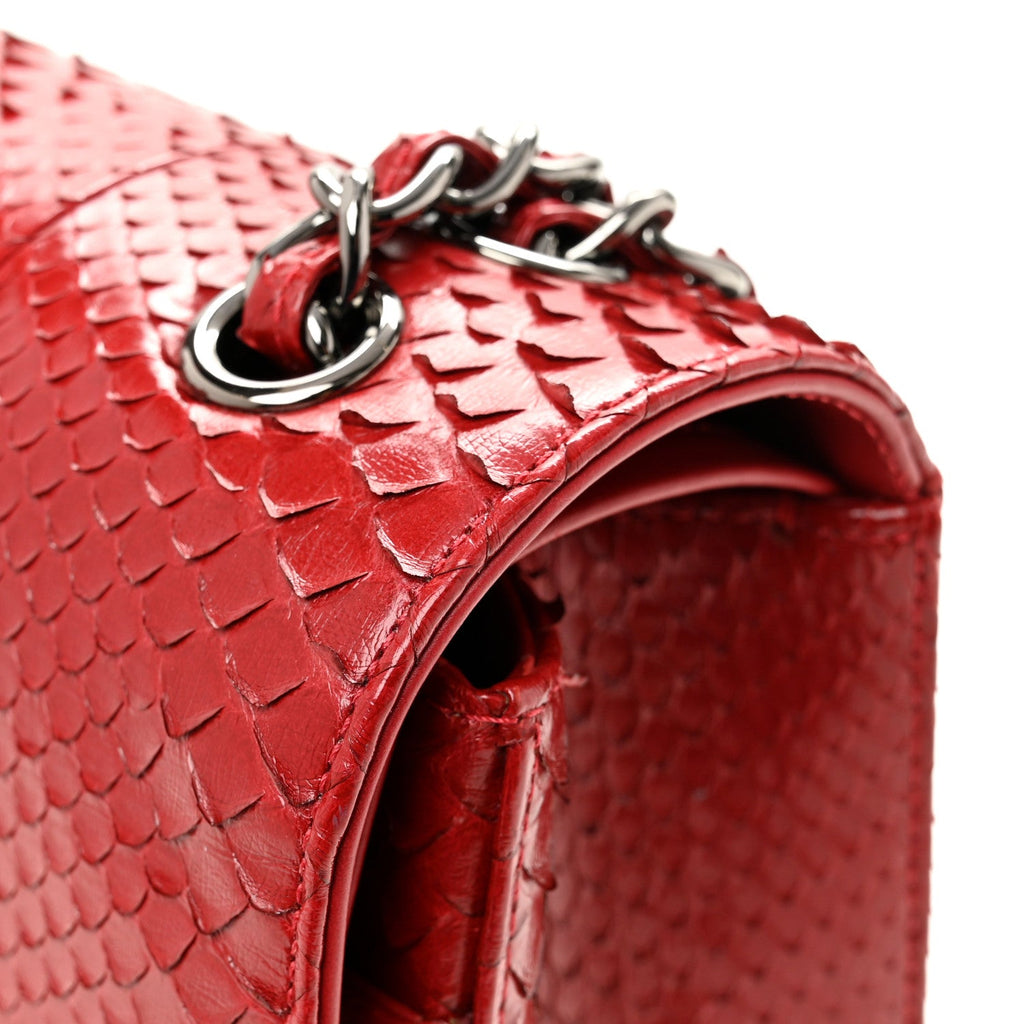 Snakeskin Jumbo Double Flap Red