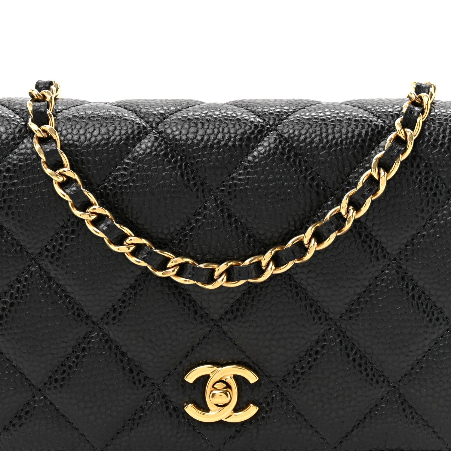 Caviar Quilted CC Turnlock Wallet On Chain WOC Black