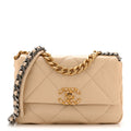 Lambskin Quilted Medium Chanel 19 Flap Light Beige