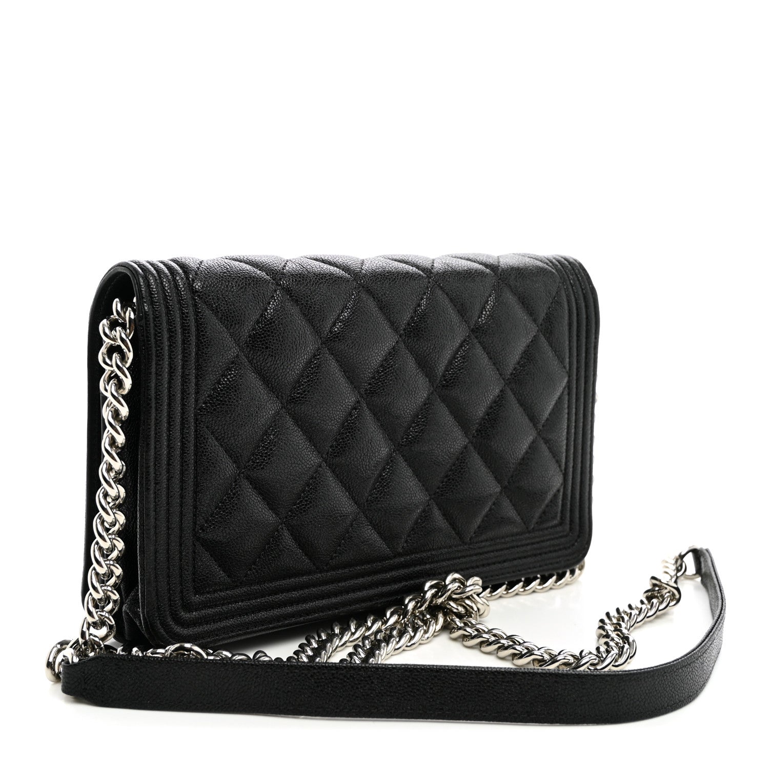 Caviar Quilted Boy Wallet On Chain WOC Black