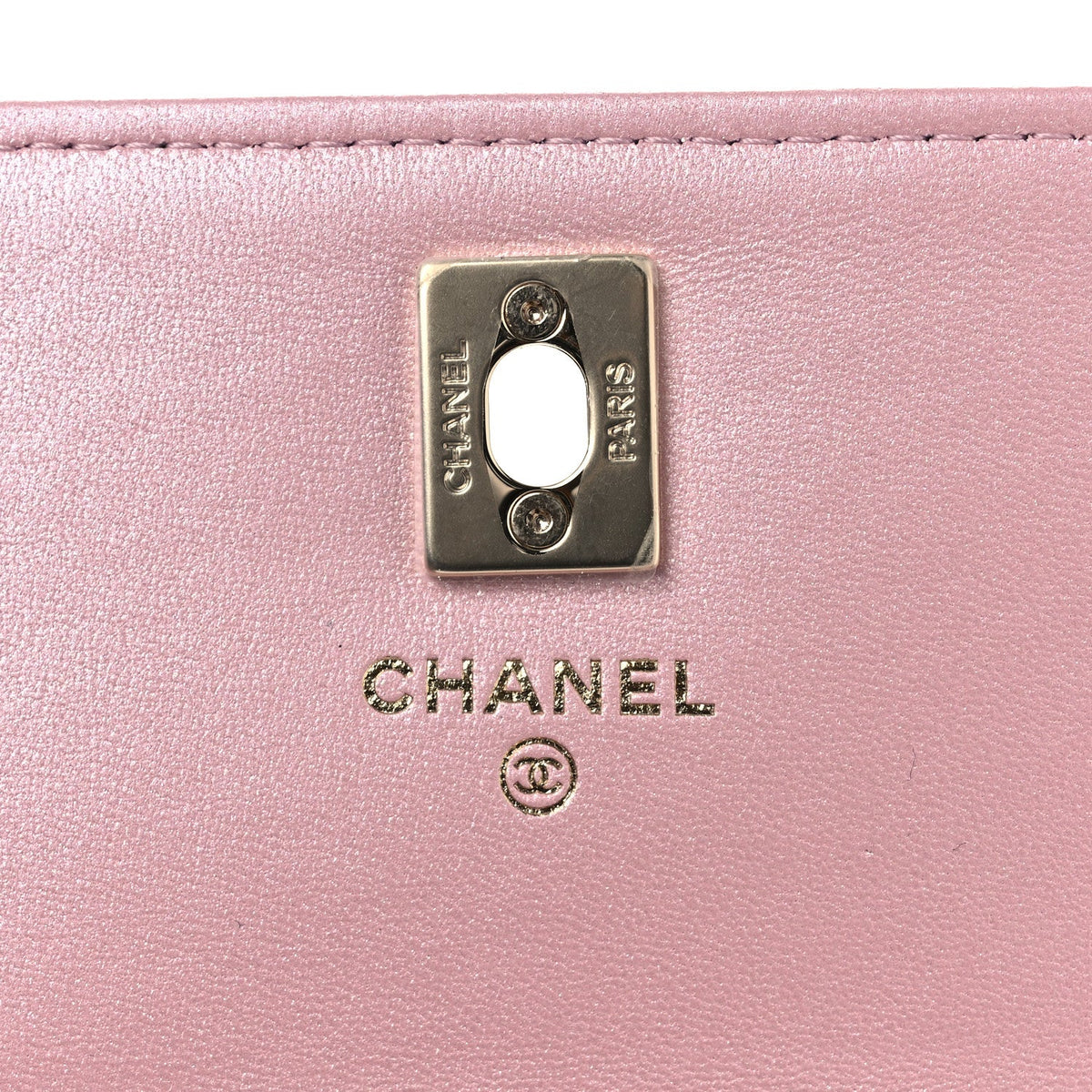 Pearly Lambskin Quilted Charms Wallet On Chain WOC Light Pink