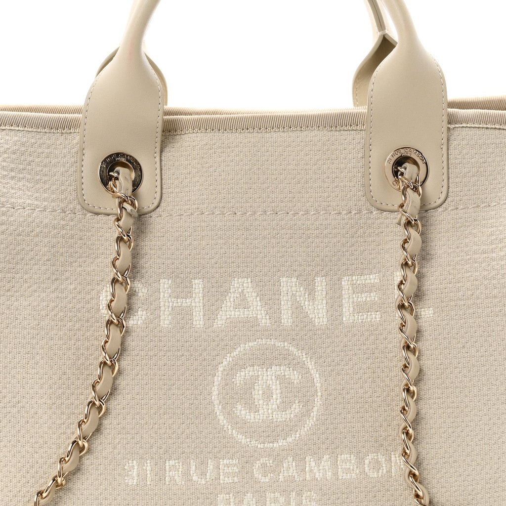 Mixed Fibers Small Deauville Tote Beige