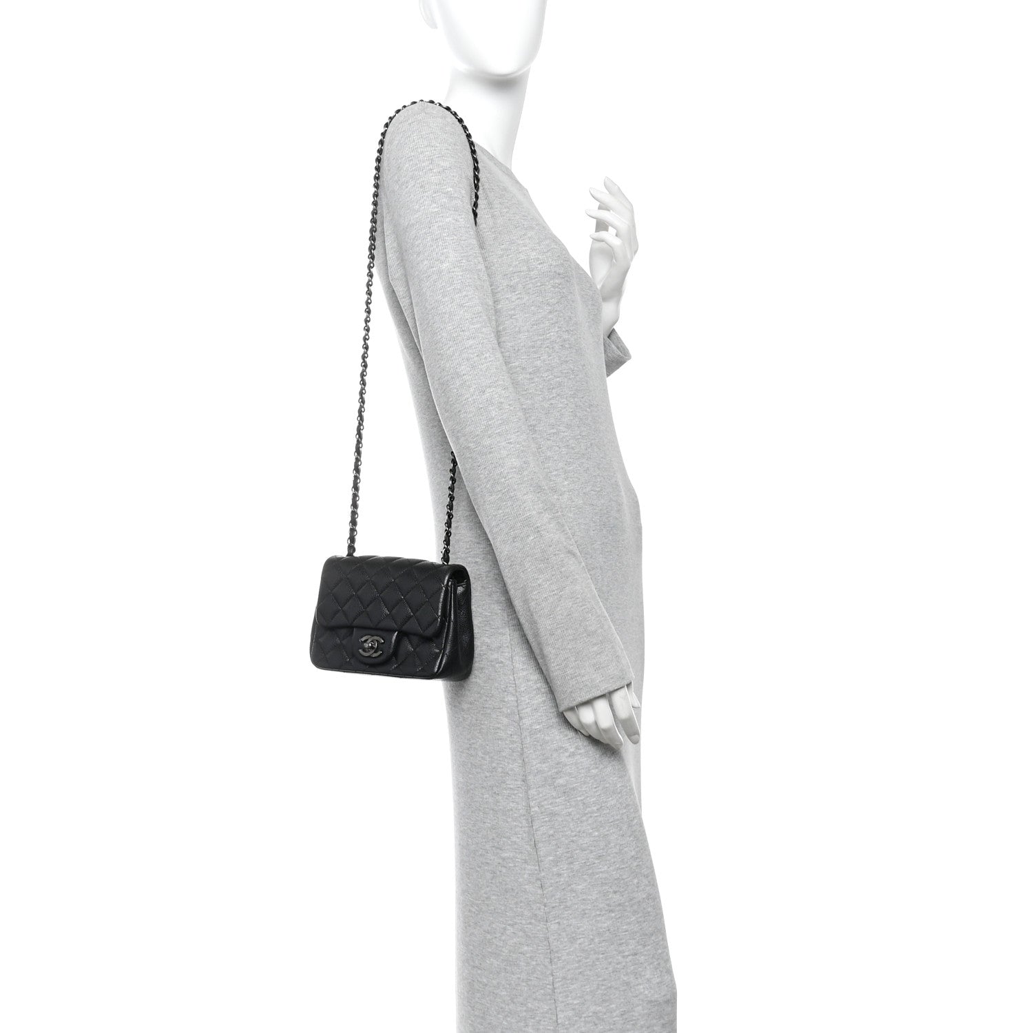 Caviar Quilted Mini Square Flap Black