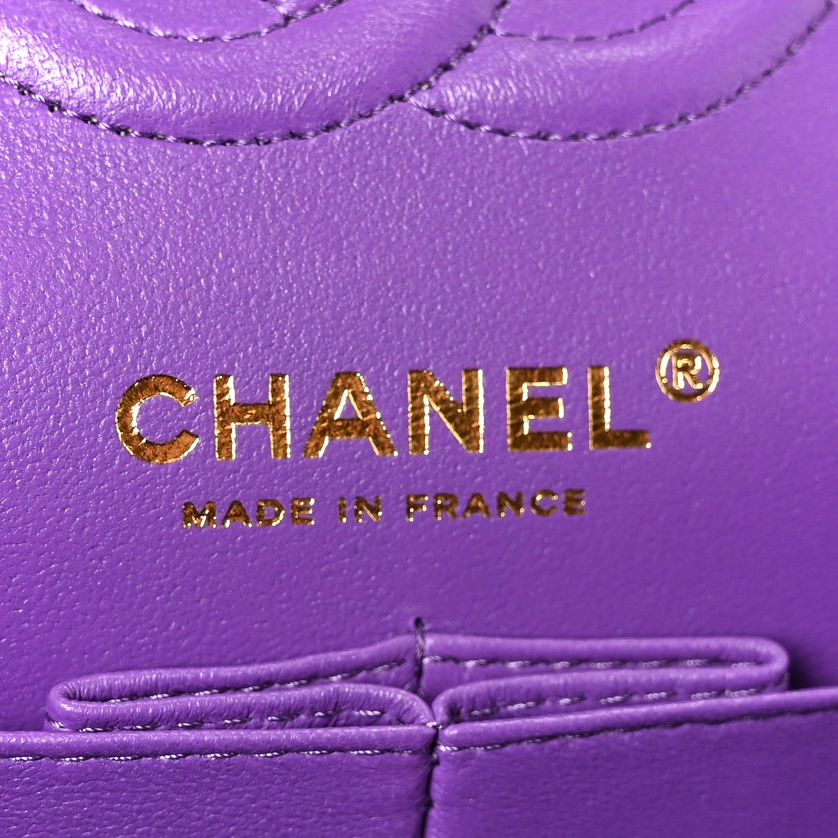 Caviar Quilted Small Double Flap Purple