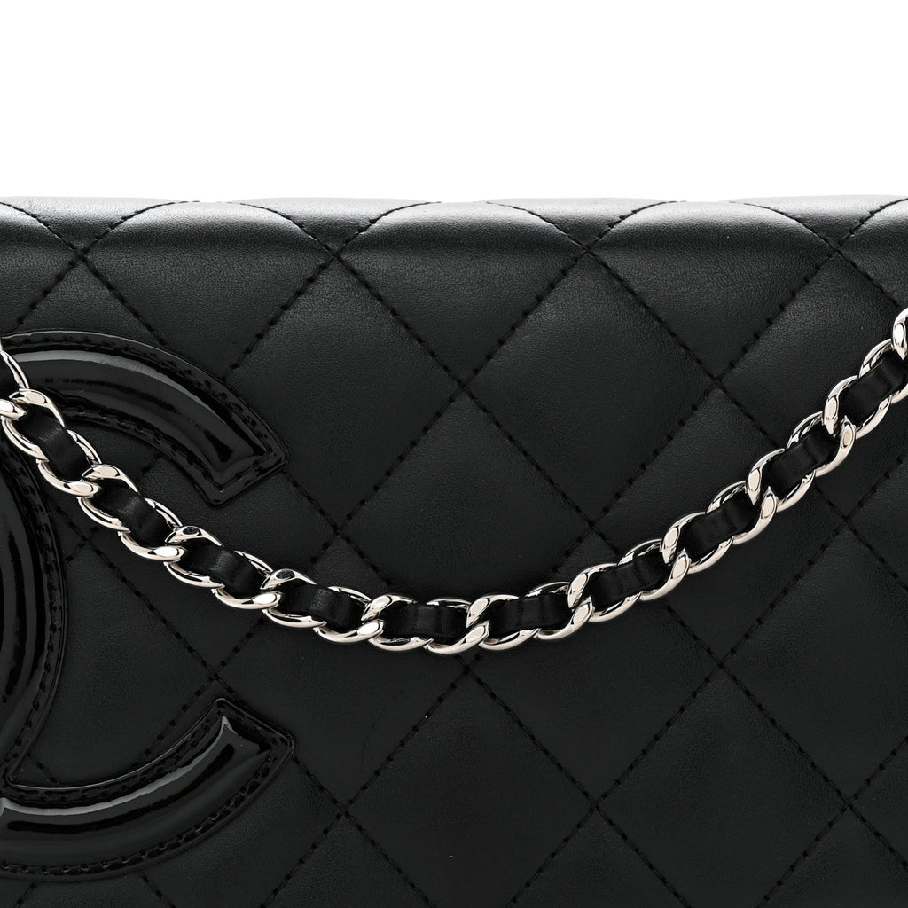 Calfskin Quilted Cambon Wallet on Chain WOC Black
