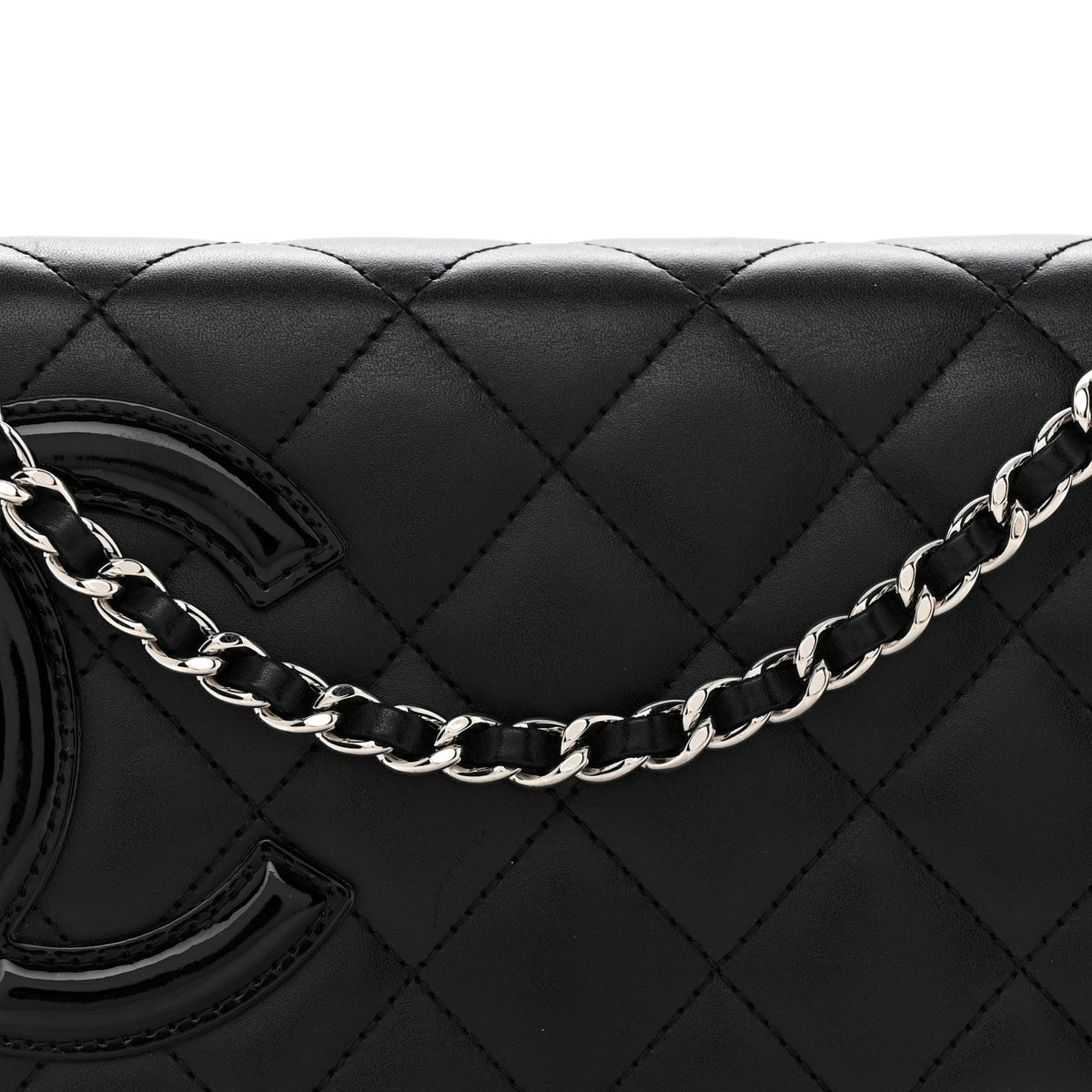 Calfskin Quilted Cambon Wallet on Chain WOC Black