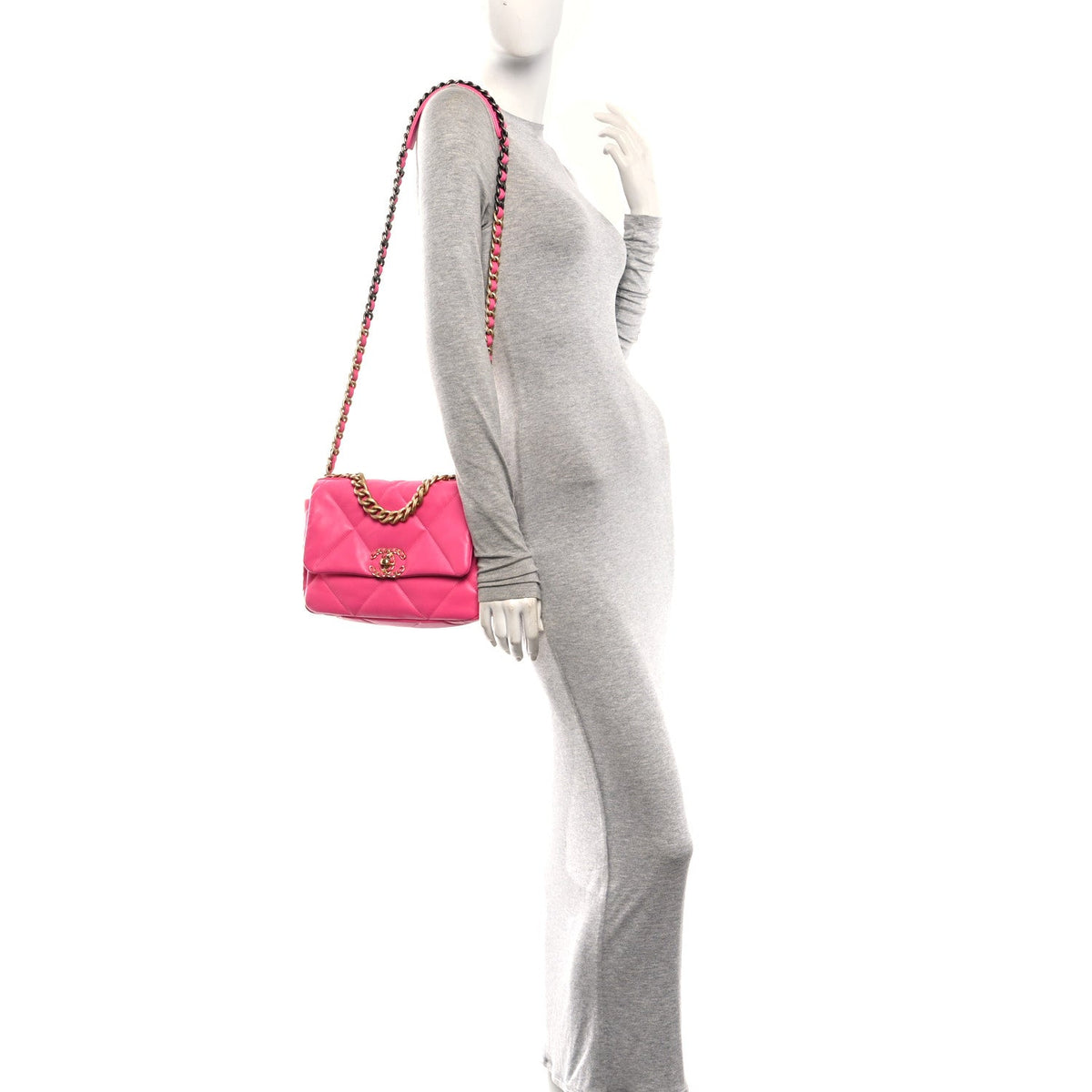 Lambskin Quilted Medium Chanel 19 Flap Dark Pink