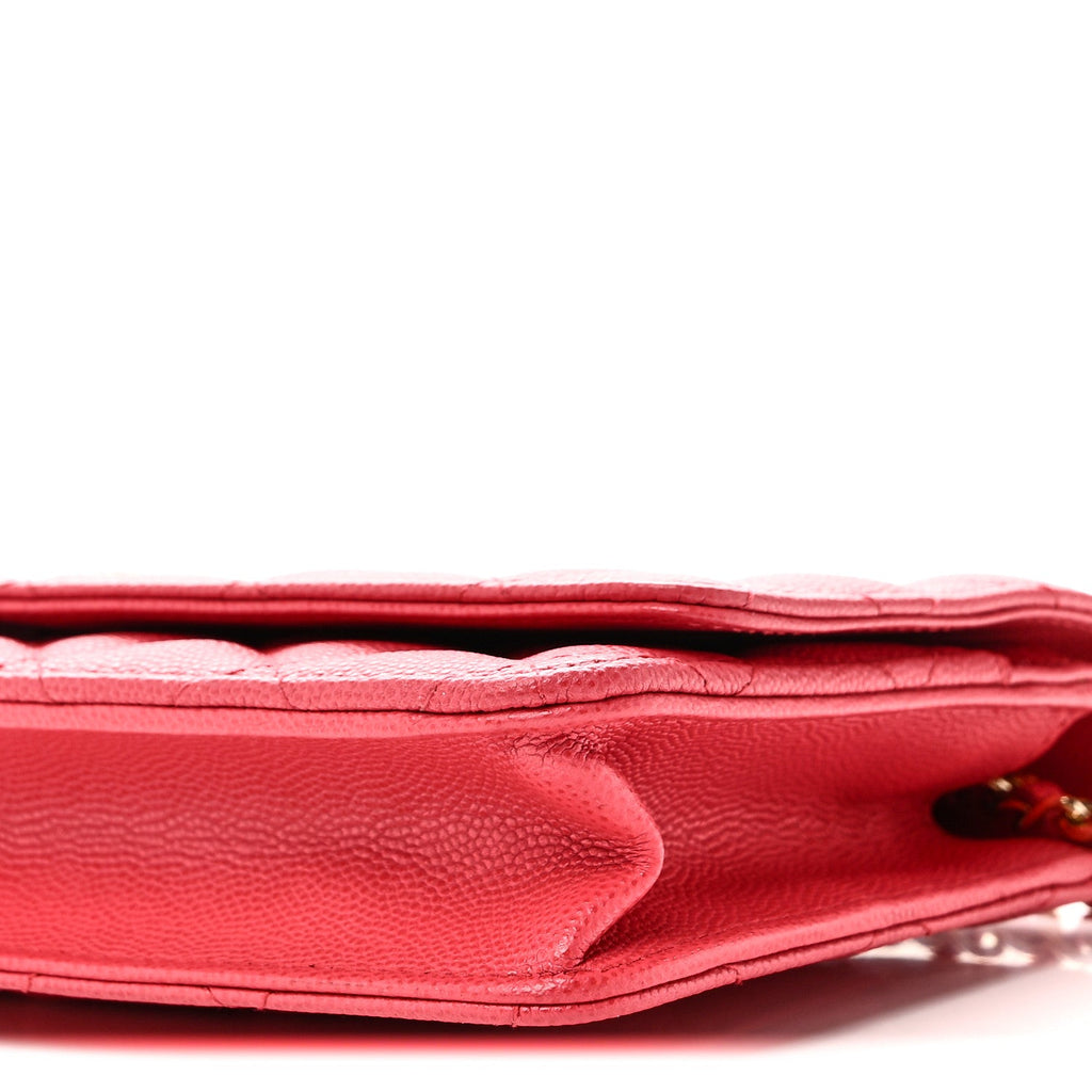 Caviar Quilted Wallet on Chain WOC Pink