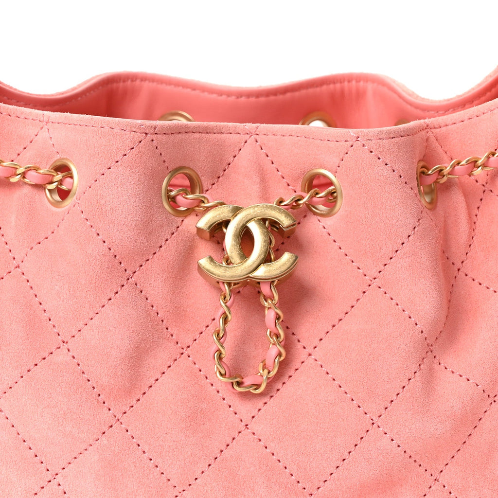 Suede Quilted Mini Chanel 25 Handbag Pink