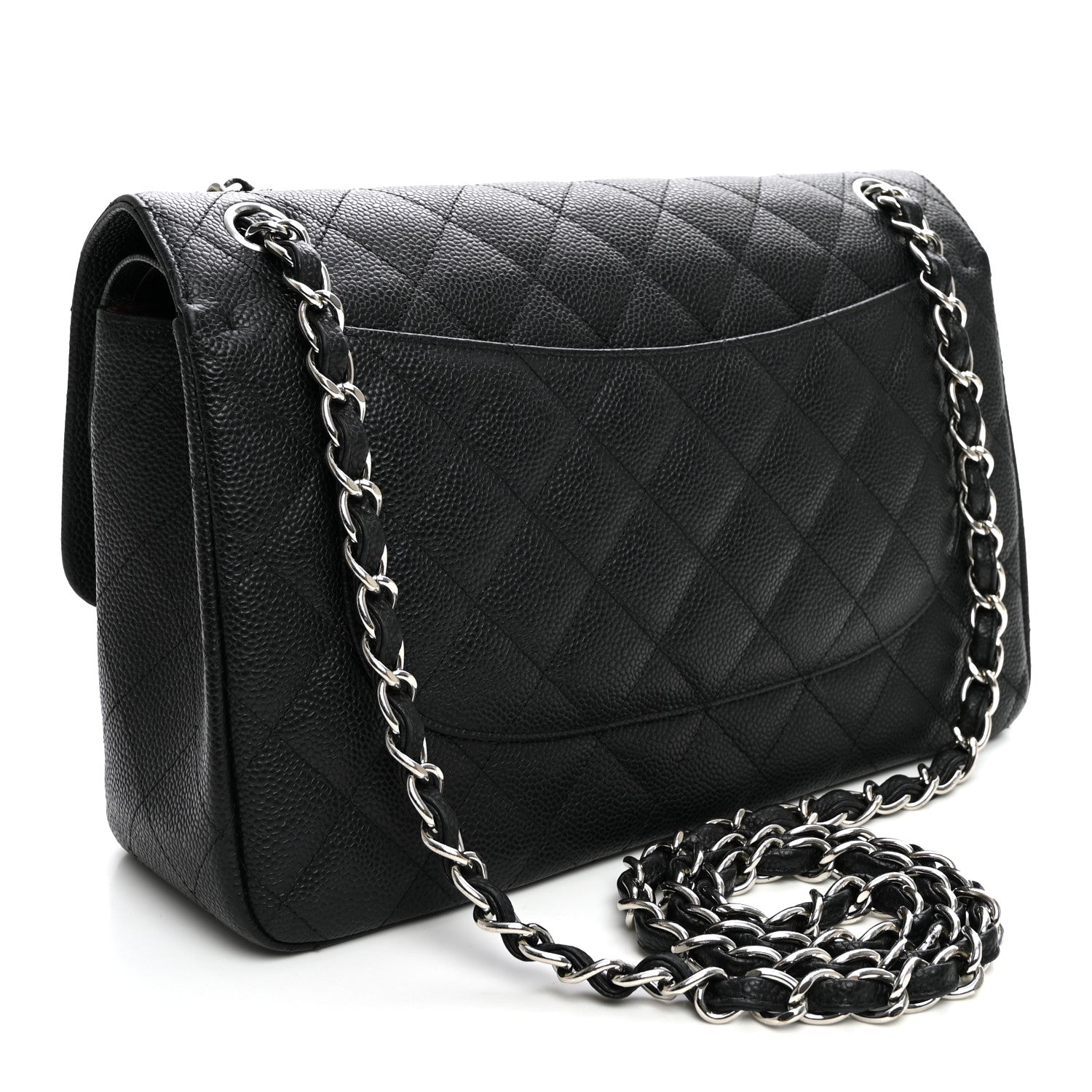 Caviar Quilted Jumbo Double Flap Black