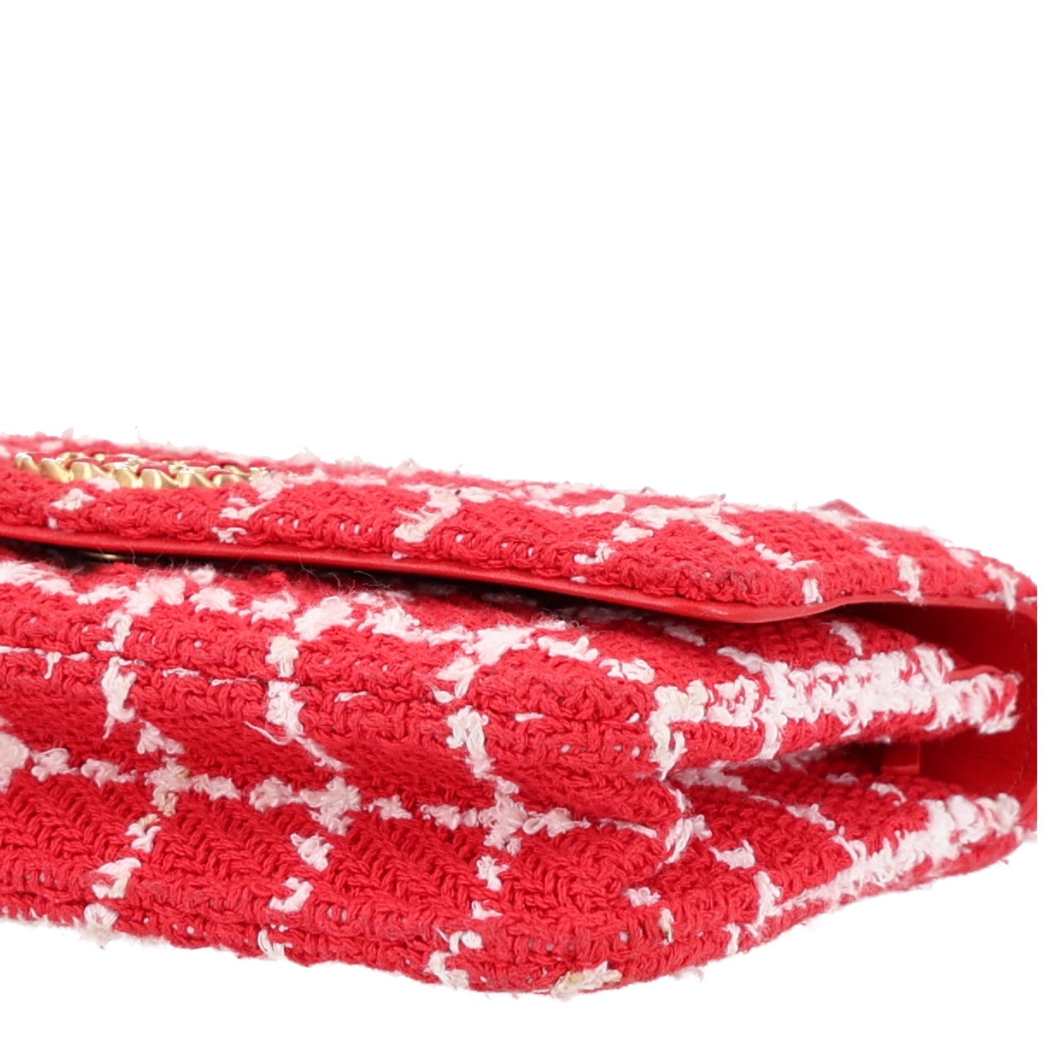 Tweed Quilted Chanel 19 Wallet On Chain WOC Red White