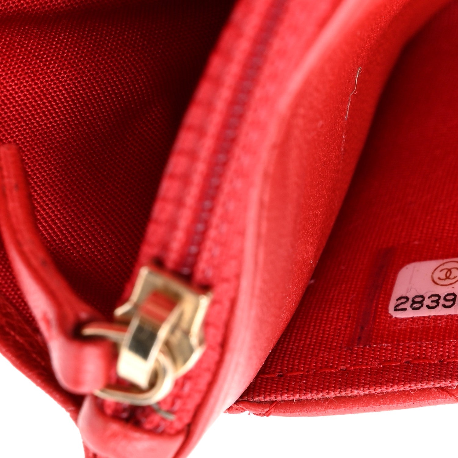 Lambskin Quilted Chain Around Wallet On Chain WOC Red