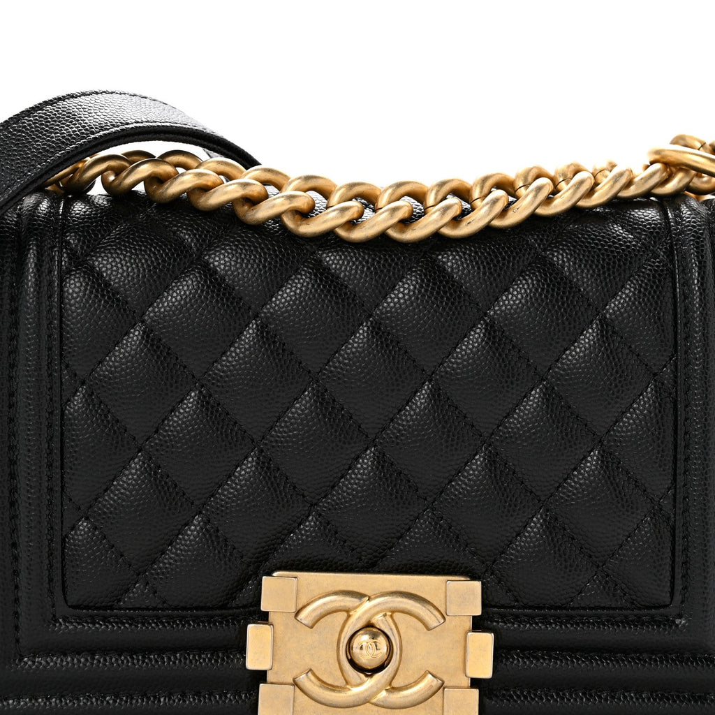 Caviar Quilted Small Boy Flap Black