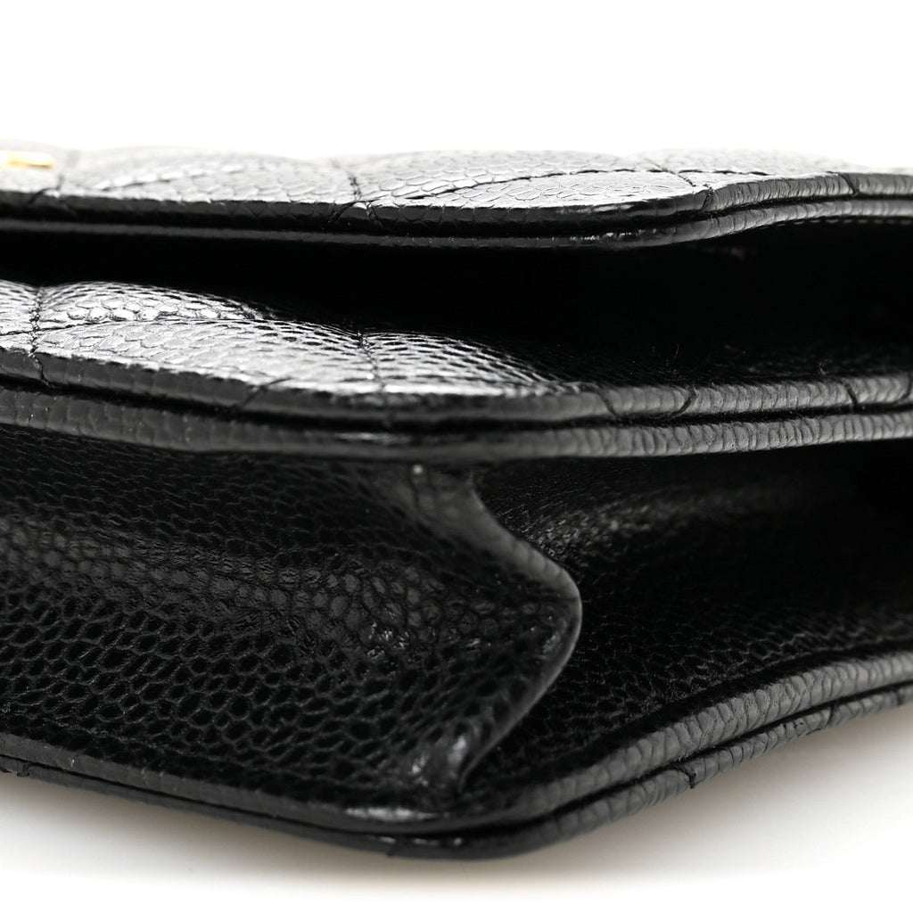 Caviar Quilted CC Turnlock Wallet On Chain WOC Black