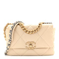 Lambskin Quilted Medium Chanel 19 Flap Light Beige