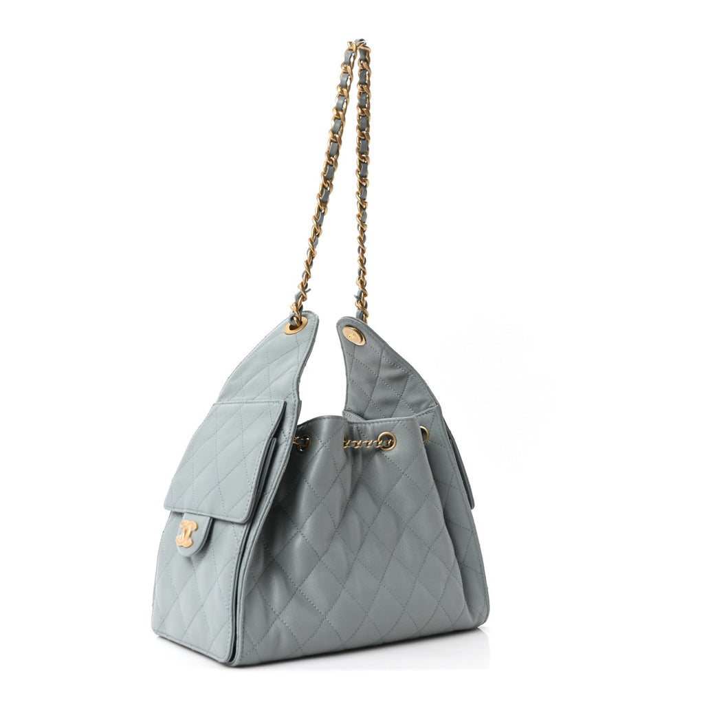 Caviar Quilted Small Chanel 25 Handbag Light Green