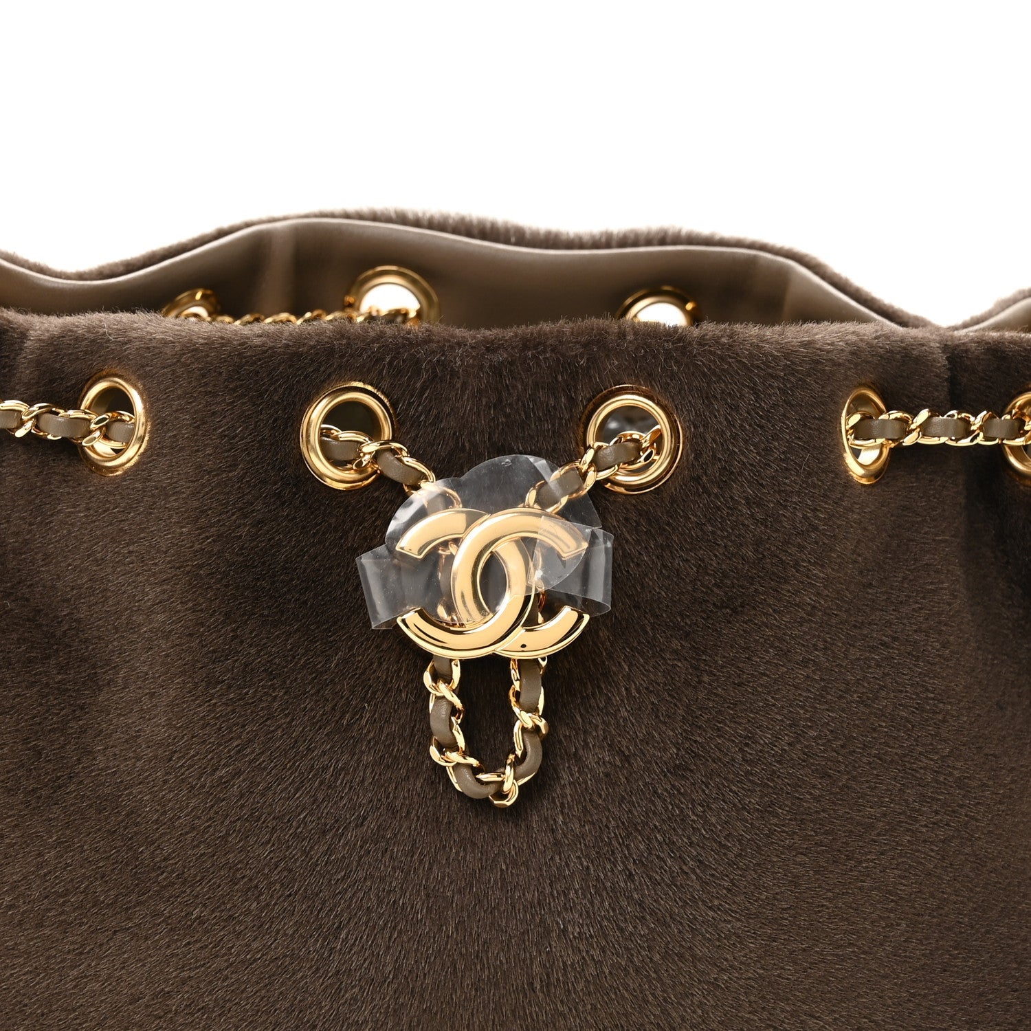 Pony Hair Mini Chanel 25 Handbag Dark Khaki
