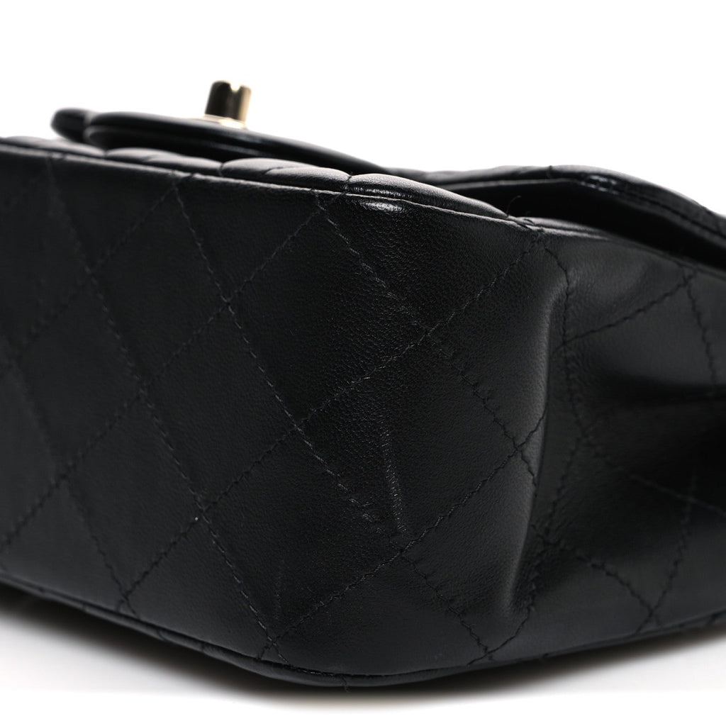 Lambskin Quilted Mini Square Flap Black