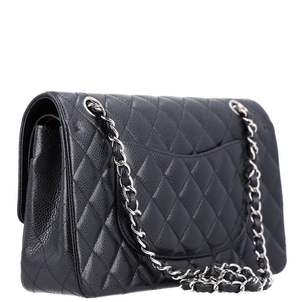 Caviar Quilted Medium Double Flap Black