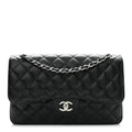 Caviar Quilted Jumbo Double Flap Black