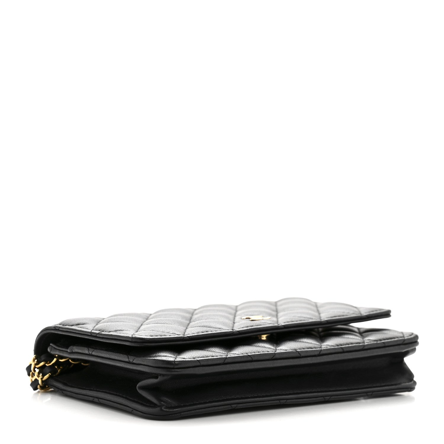 Lambskin Quilted Wallet On Chain WOC Black