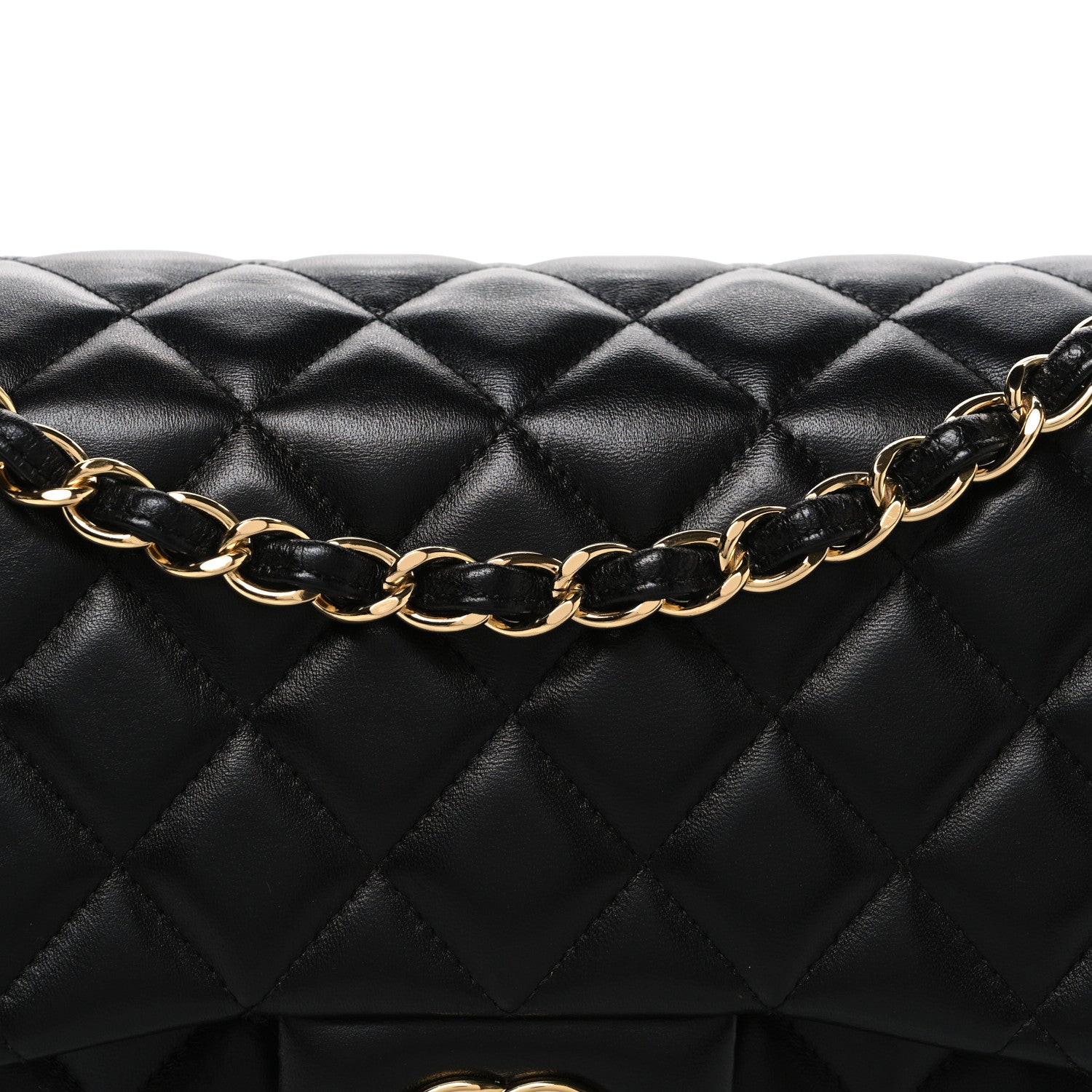 Lambskin Quilted Jumbo Double Flap Black