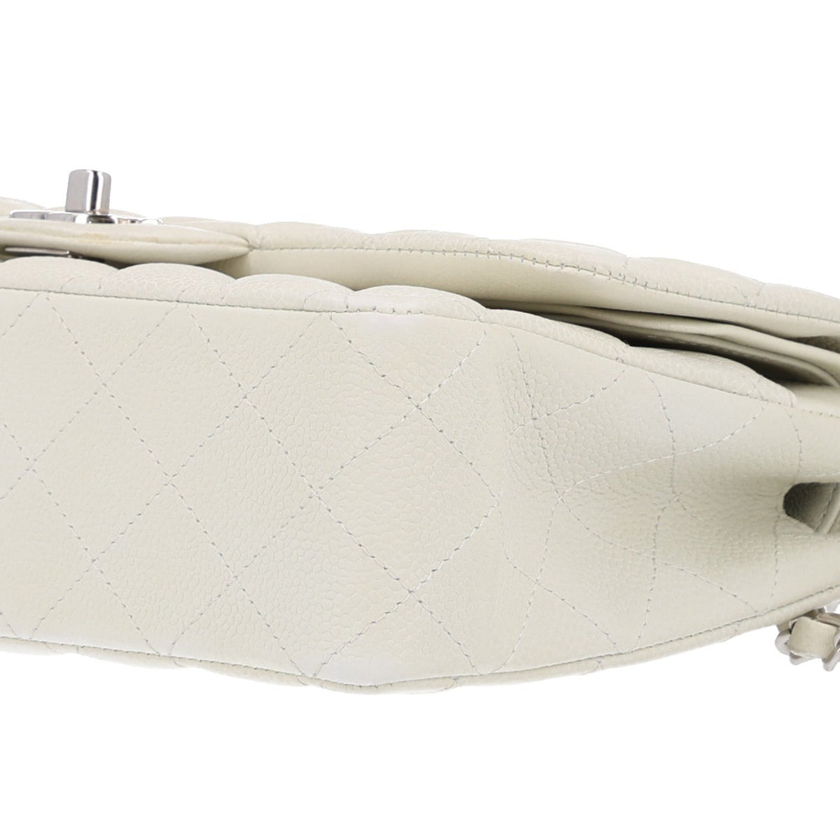 Caviar Quilted Medium Double Flap Light Green