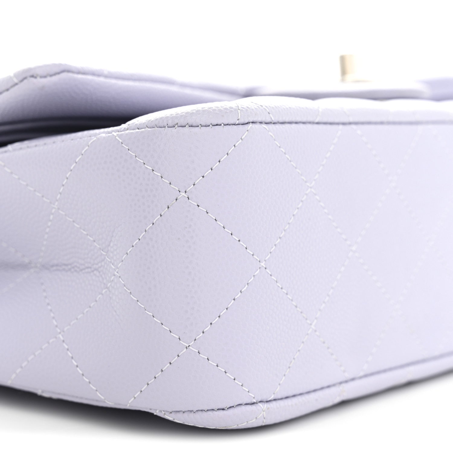 Caviar Quilted Medium Double Flap Light Purple