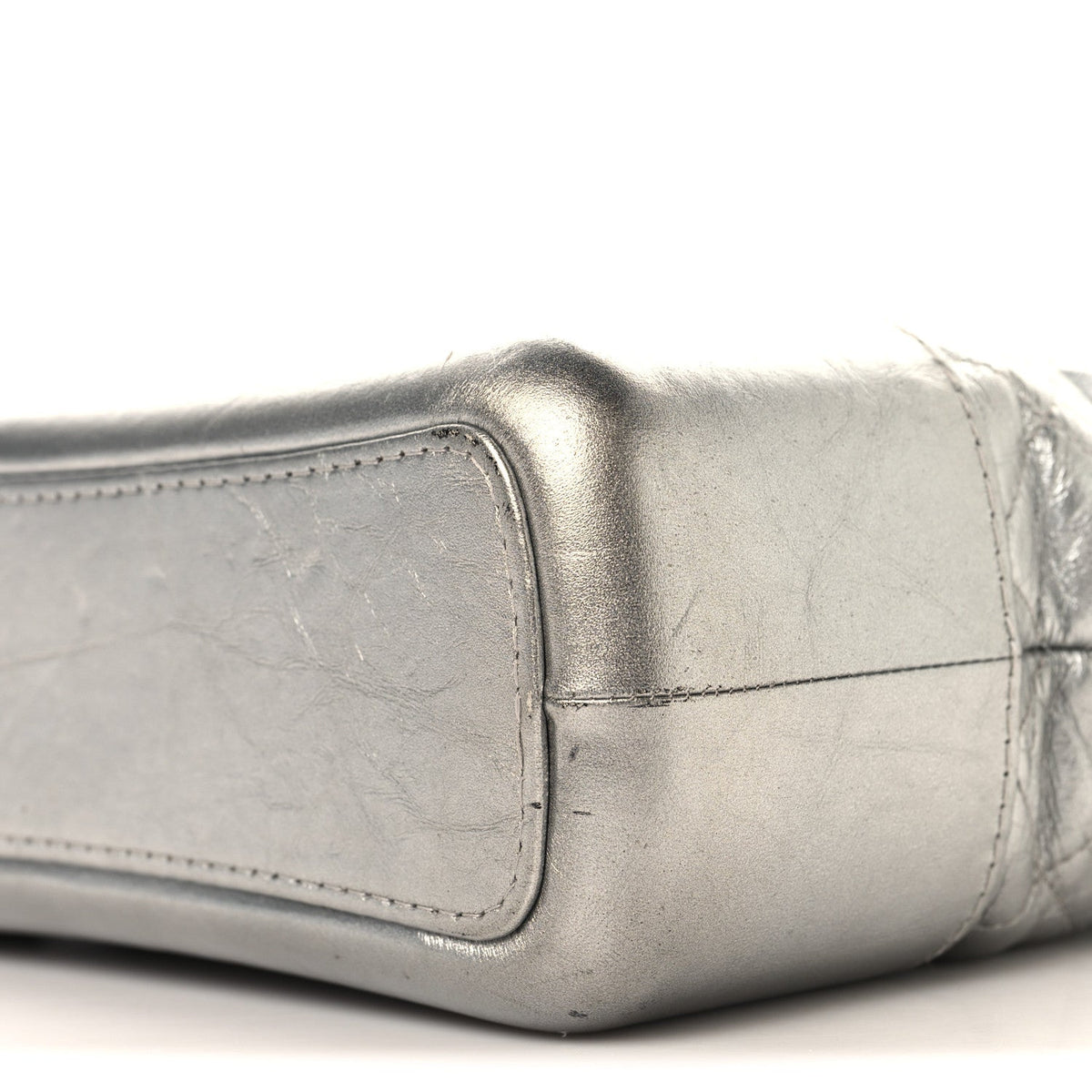 Metallic Lambskin Calfskin Quilted Medium Gabrielle Hobo Silver