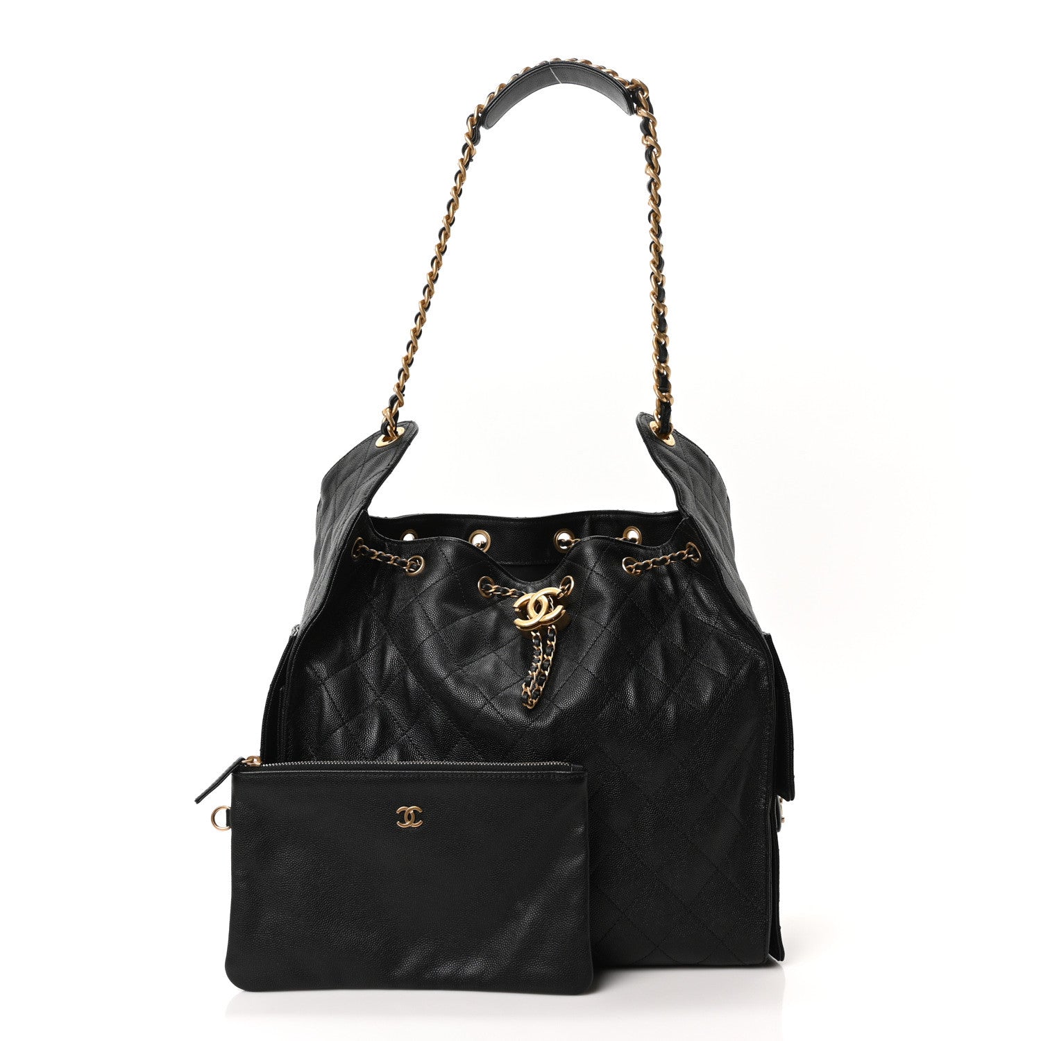 Caviar Quilted Medium Chanel 25 Handbag Black