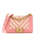 Fabric Chevron Braided Small Boy Flap Pink Ivory Pink Ivory
