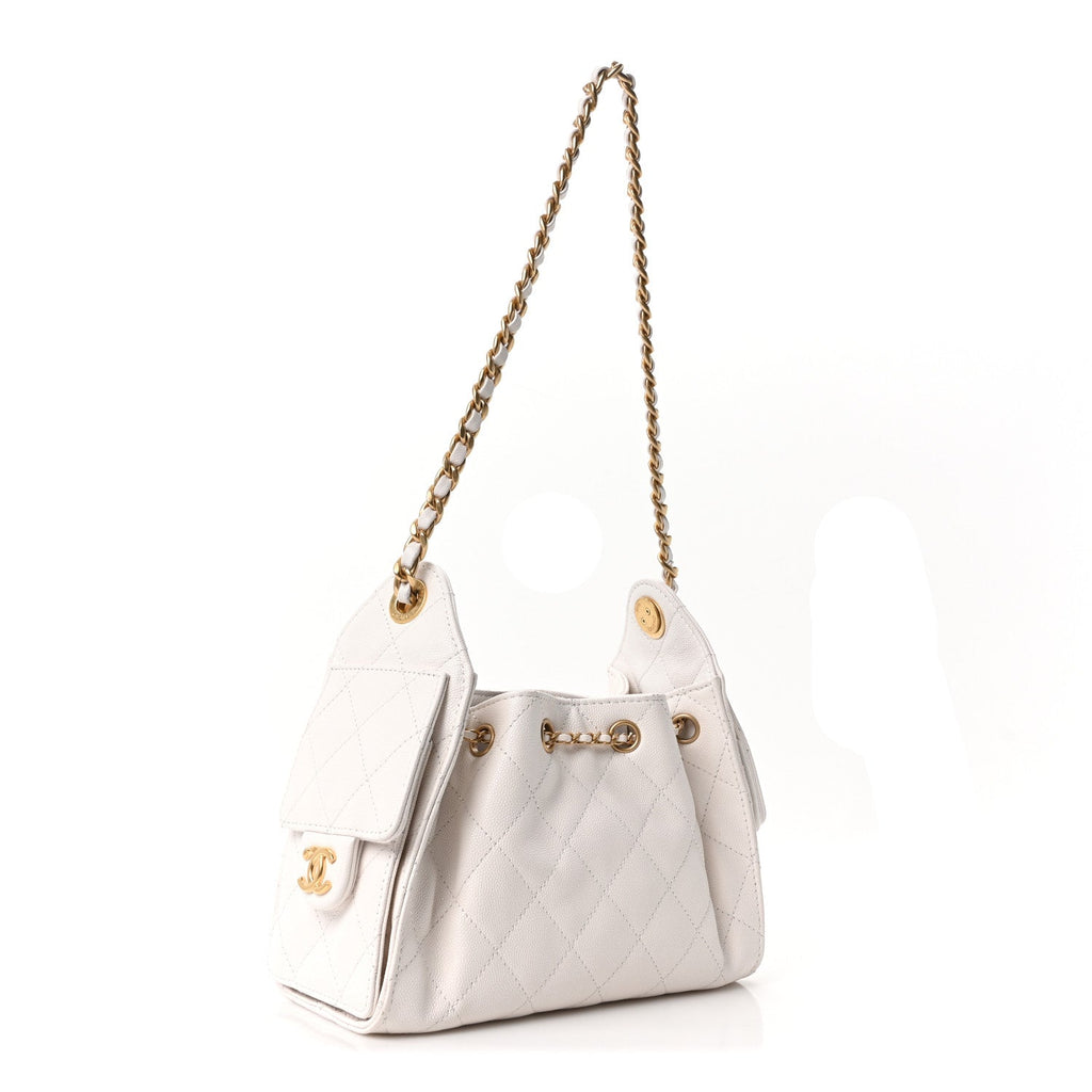 Caviar Quilted Mini Chanel 25 Handbag White