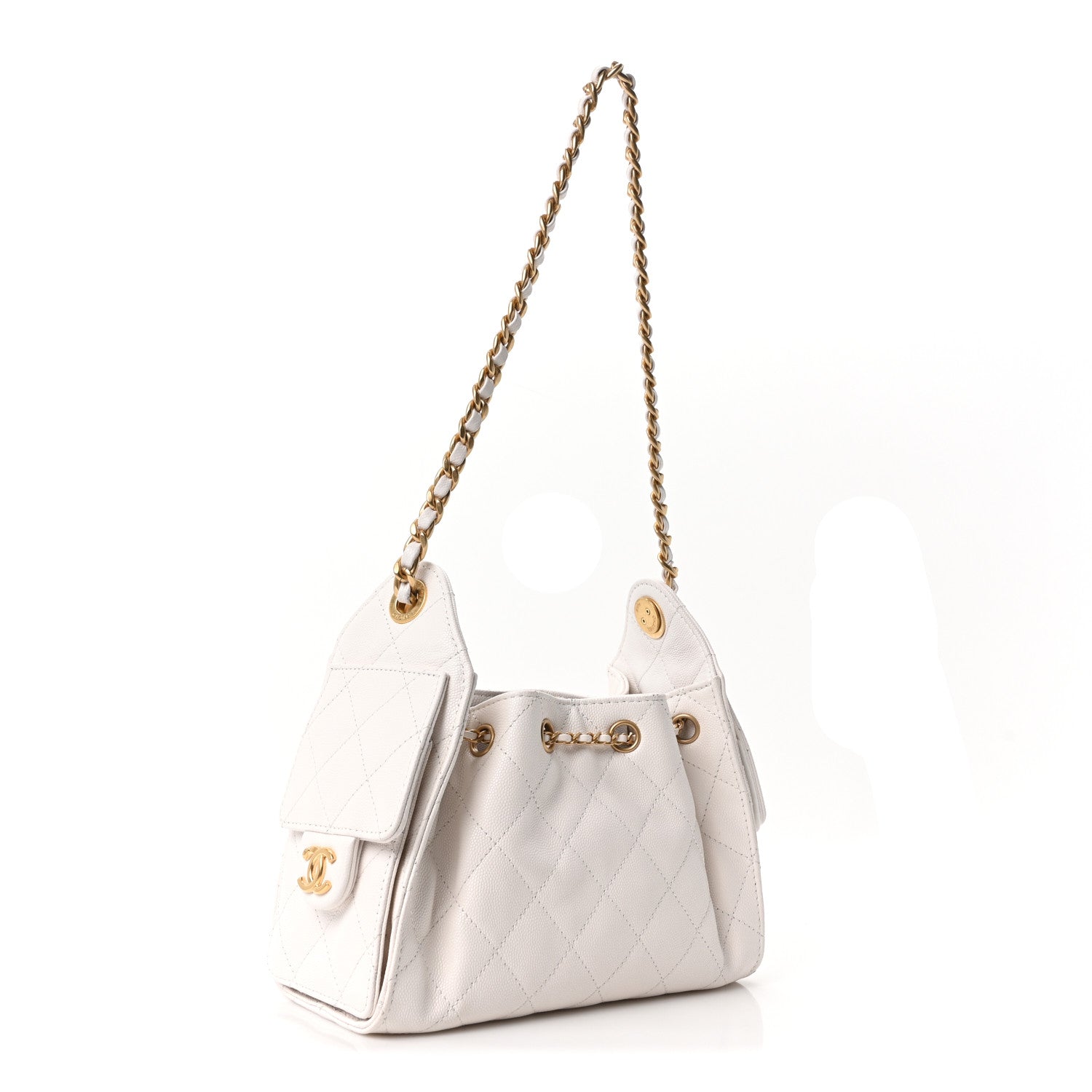 Caviar Quilted Mini Chanel 25 Handbag White