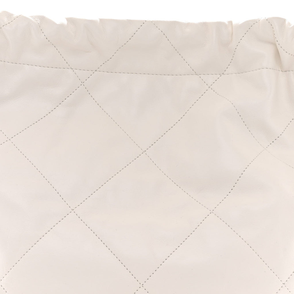 Shiny Calfskin Quilted Large Chanel 22 White