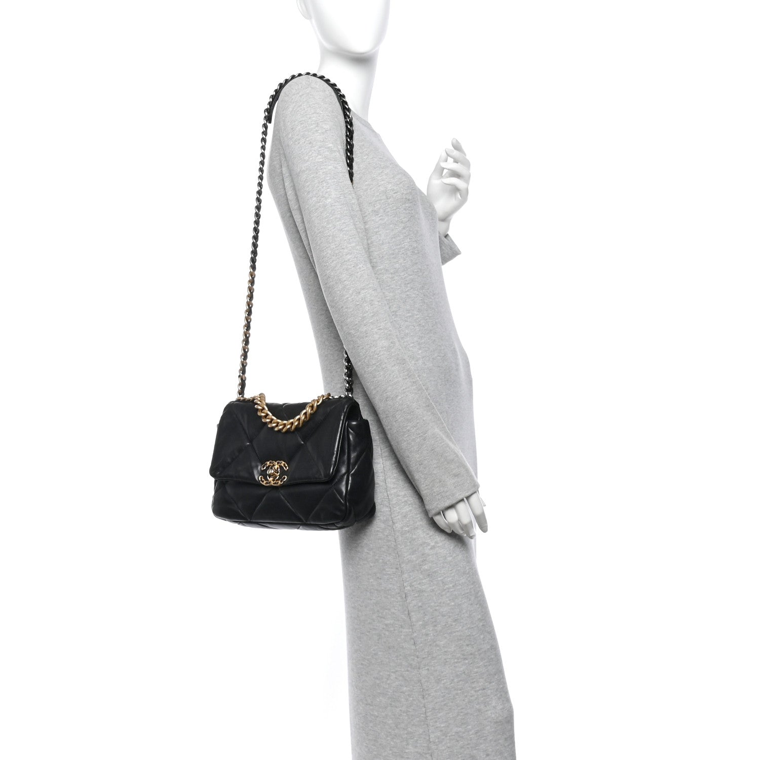 Lambskin Quilted Medium Chanel 19 Flap Black