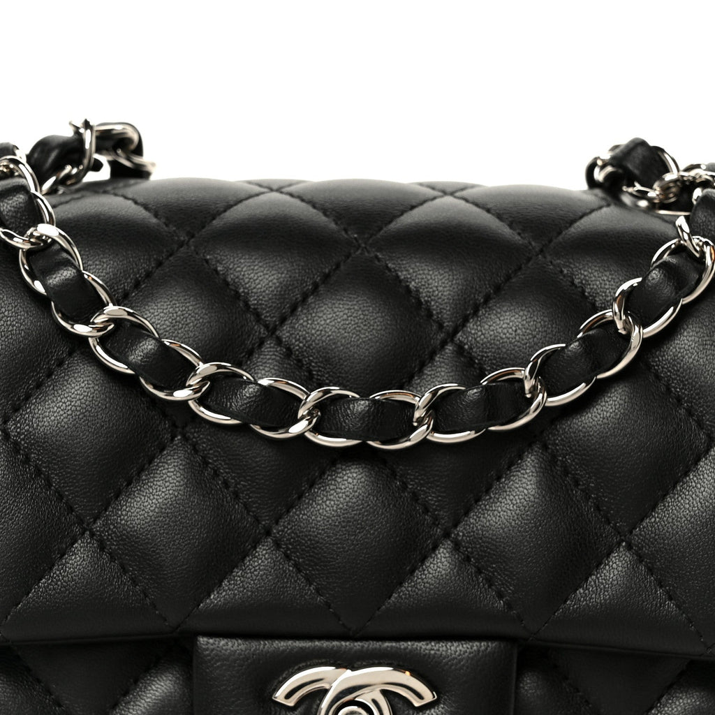 Lambskin Quilted Mini Square Flap Black