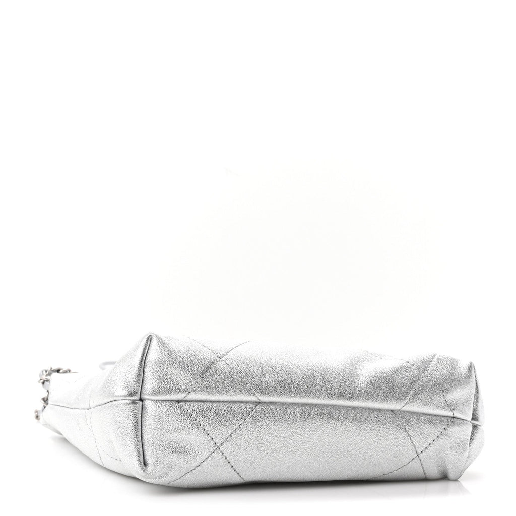 Metallic Lambskin Quilted Mini Chanel 22 Silvery