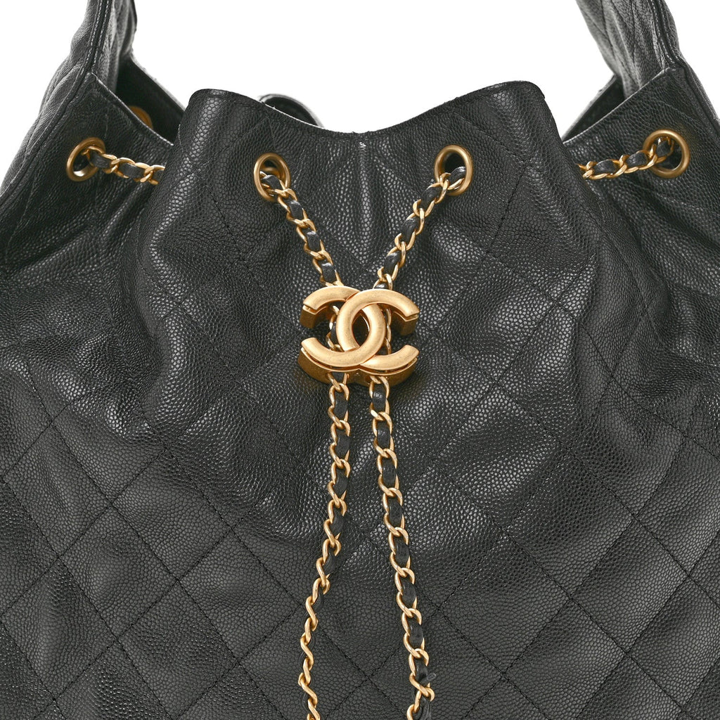 Caviar Quilted Medium Chanel 25 Handbag Black
